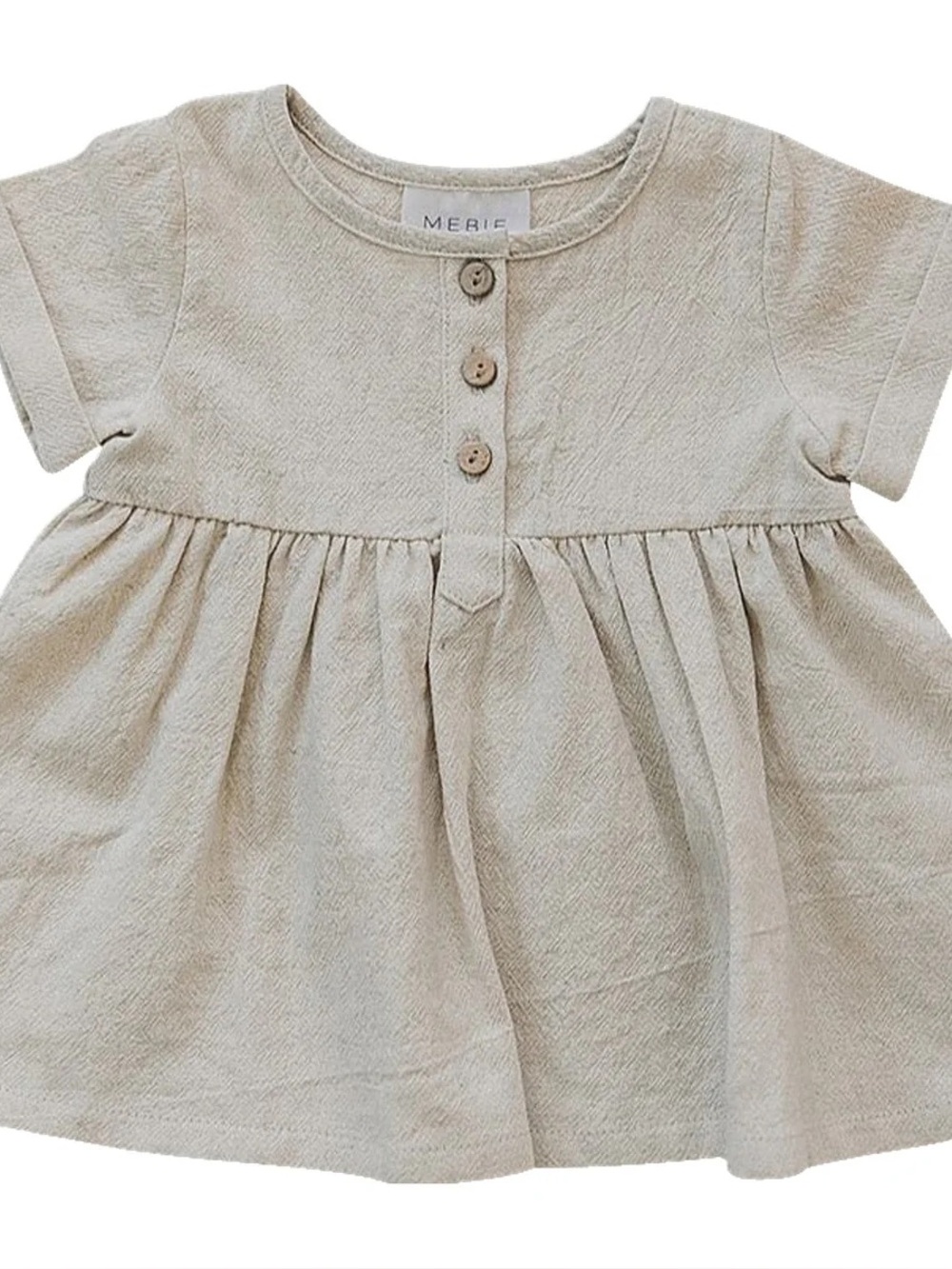 NWT Mebie Baby Oatmeal Linen Cotton Dress 6-12m